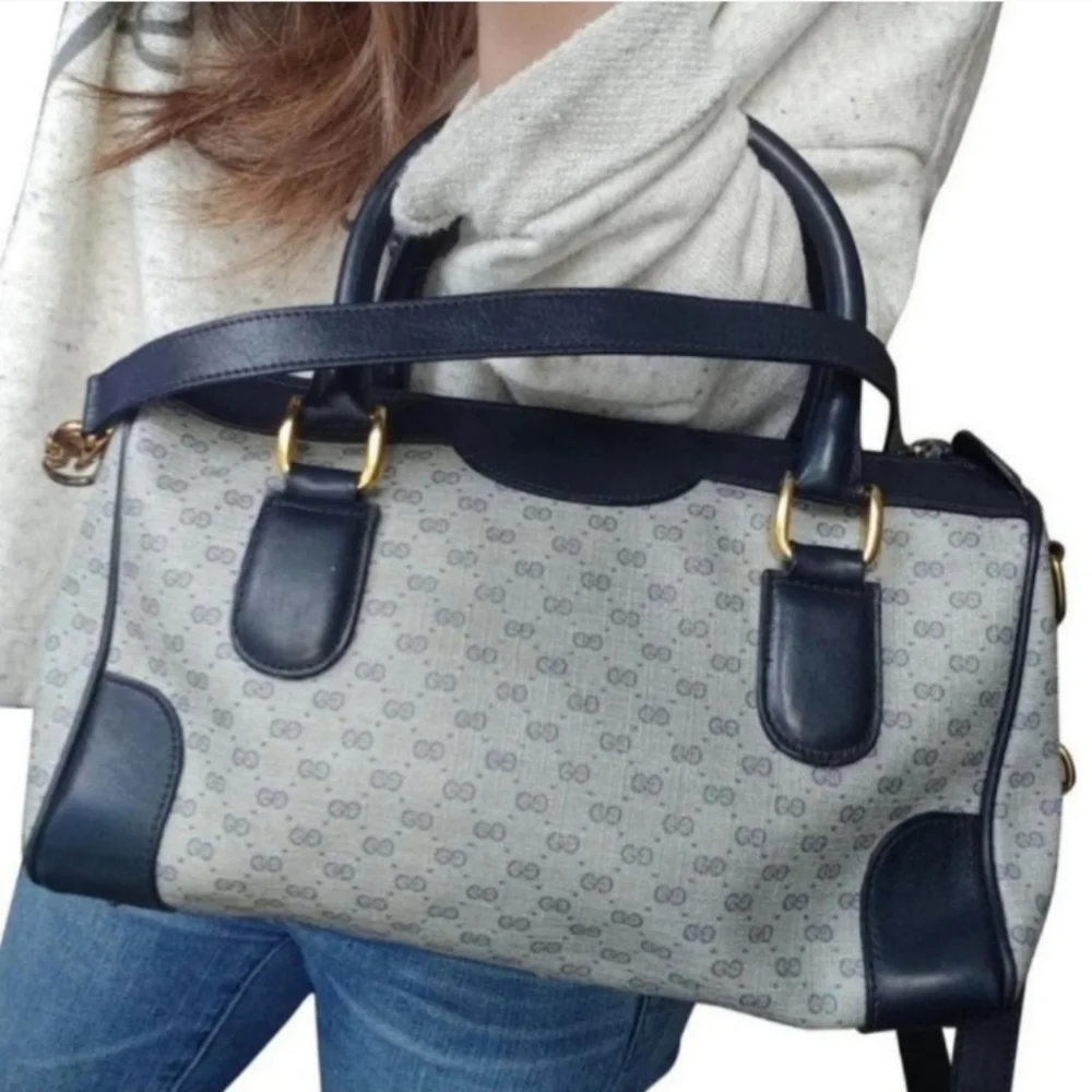 Authentic Vintage Gucci GG Monogram Micro Guccissima Boston Doctor Shoulder Bag - Picture 1 of 11